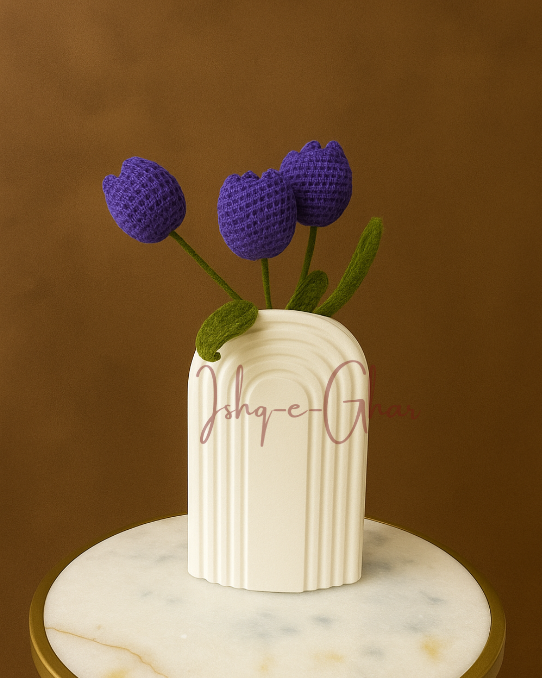 Falak white with 3 tulips (purple)