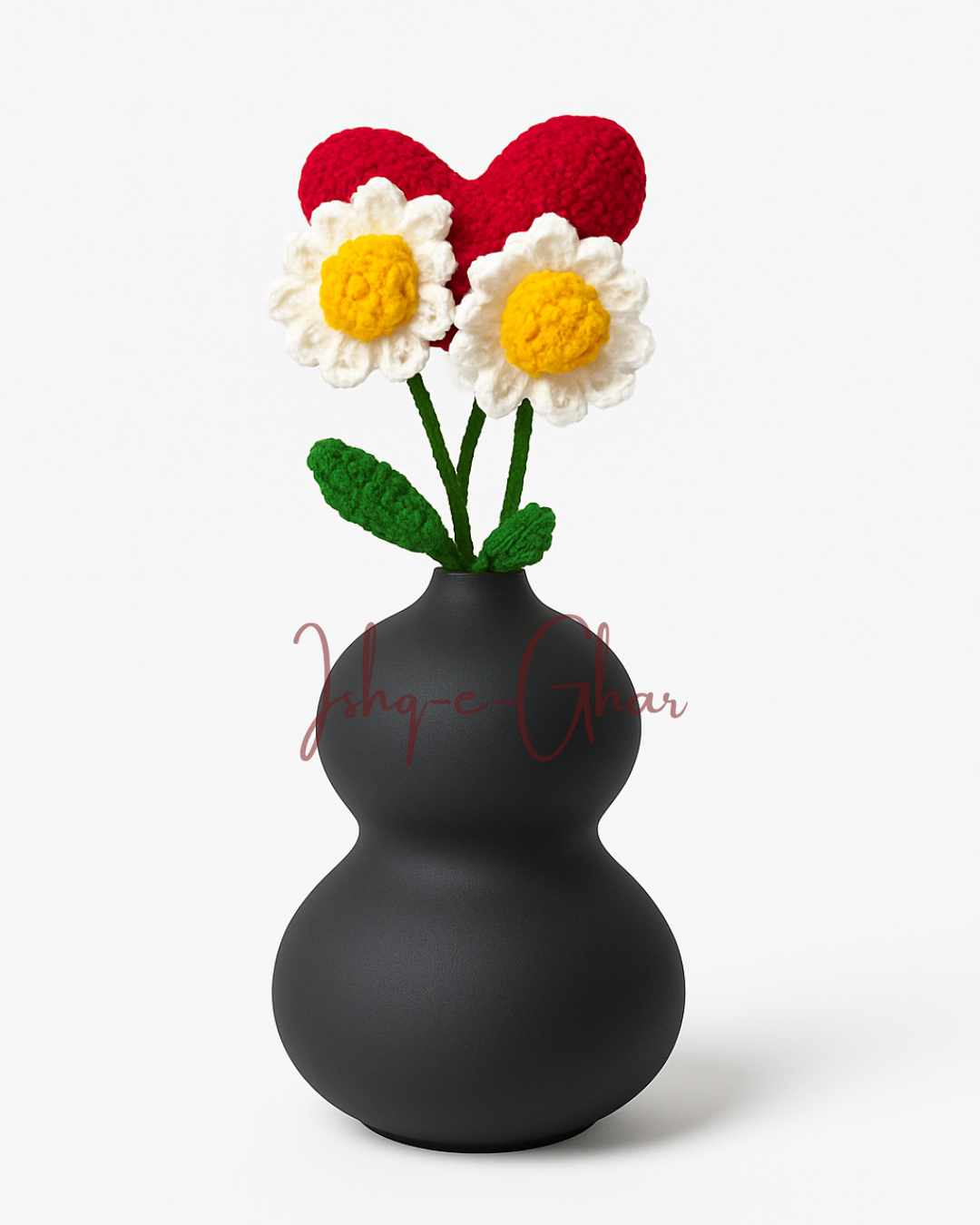Guldaan Black with Red heart and 2 white daisy