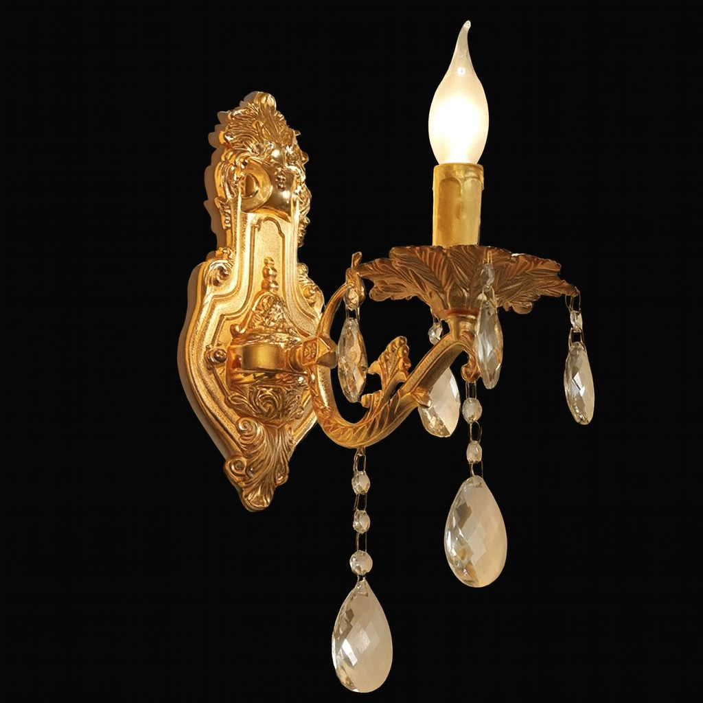 Vintage Gold Crystal Wall Sconce