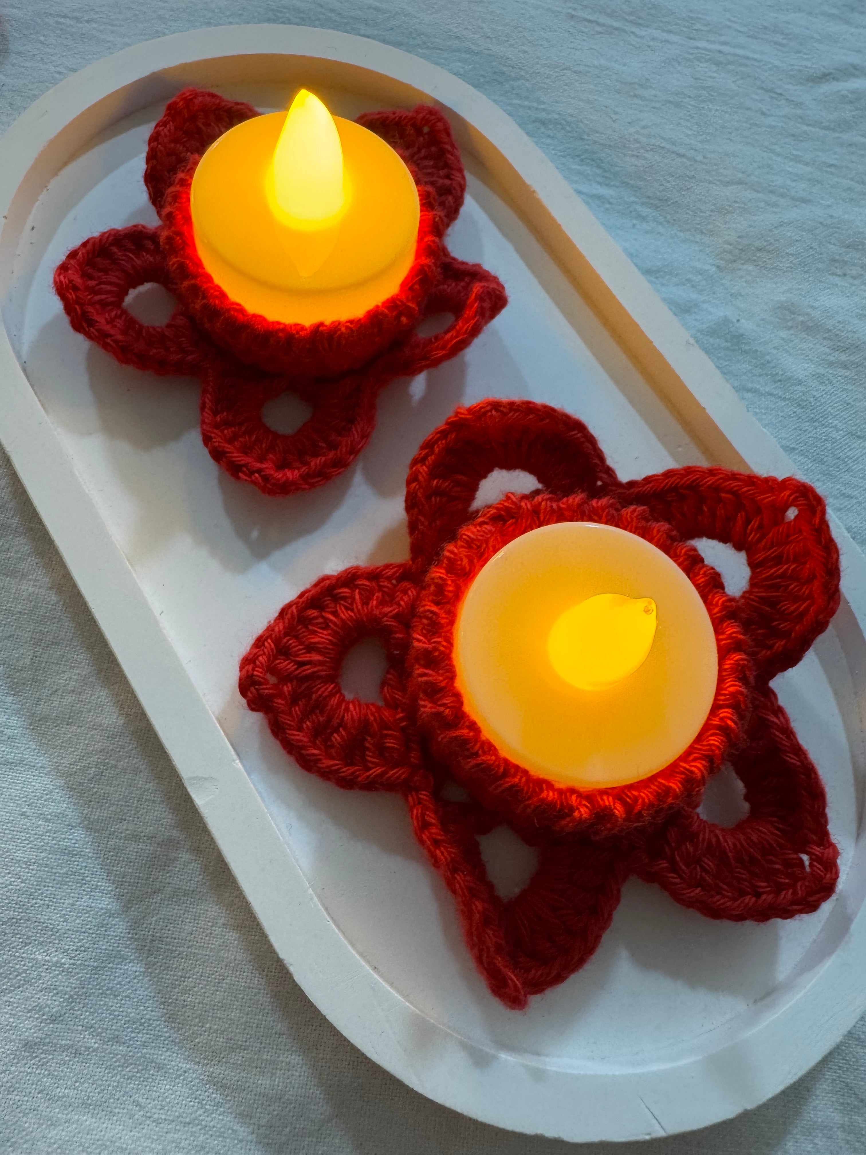Red Flower Tea Light Holder