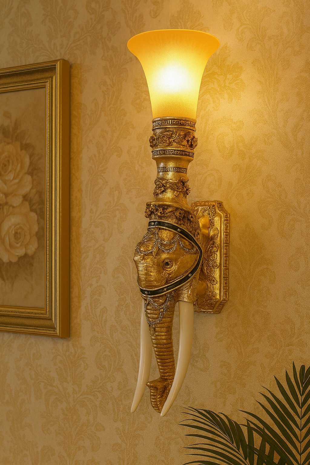 Royal Elephant Wall Light – Gold Finish