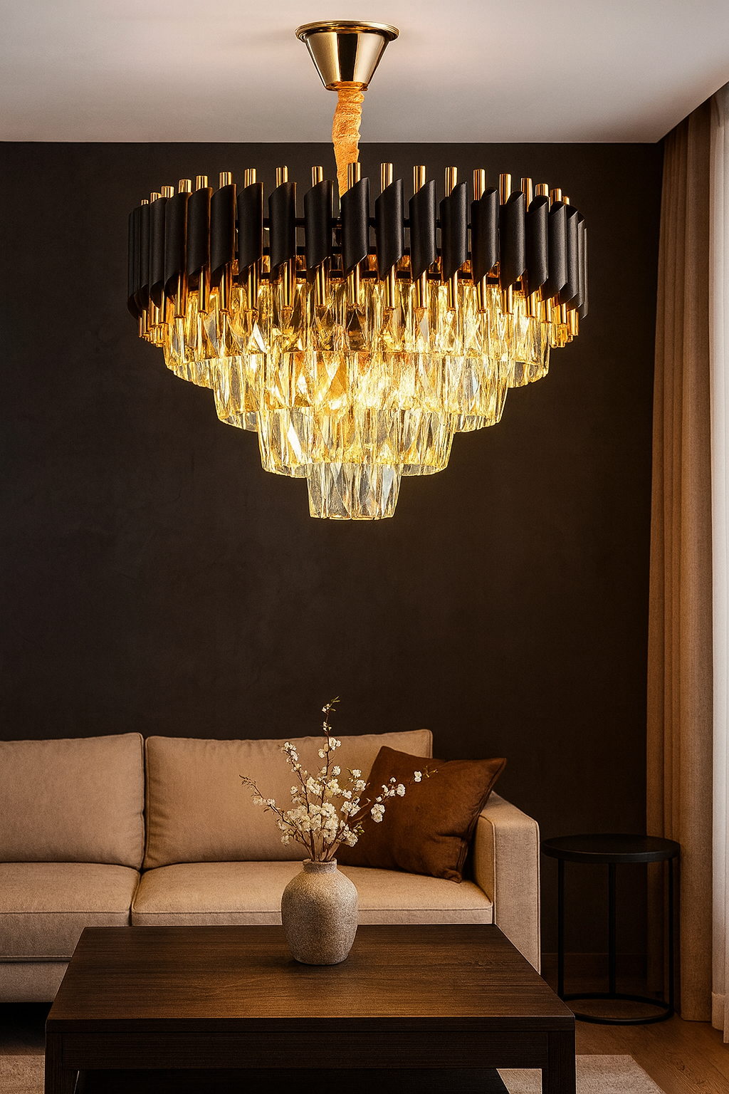 Black & Gold Mamba Round Chandelier