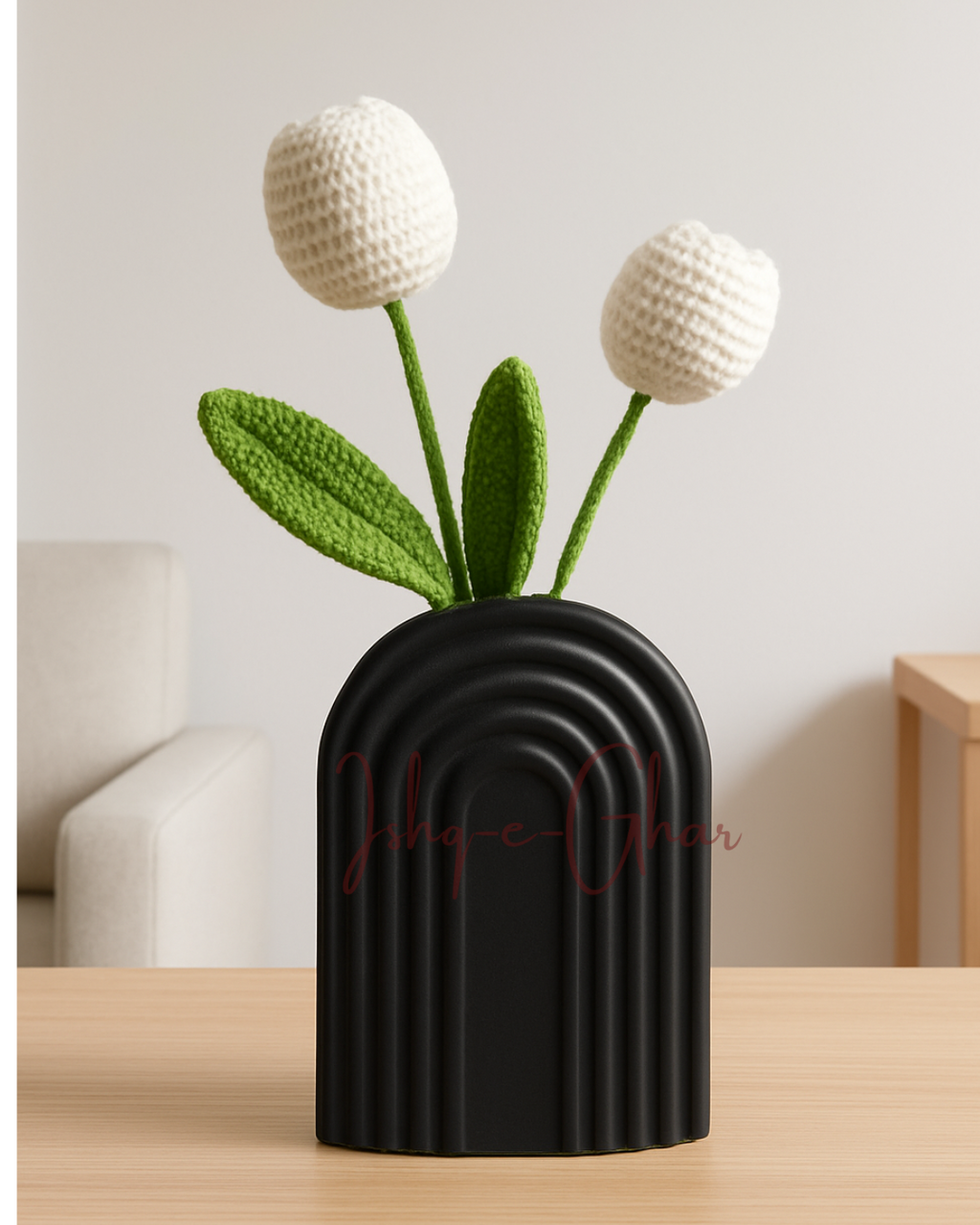 Falak Black with 2 tulips (off white)