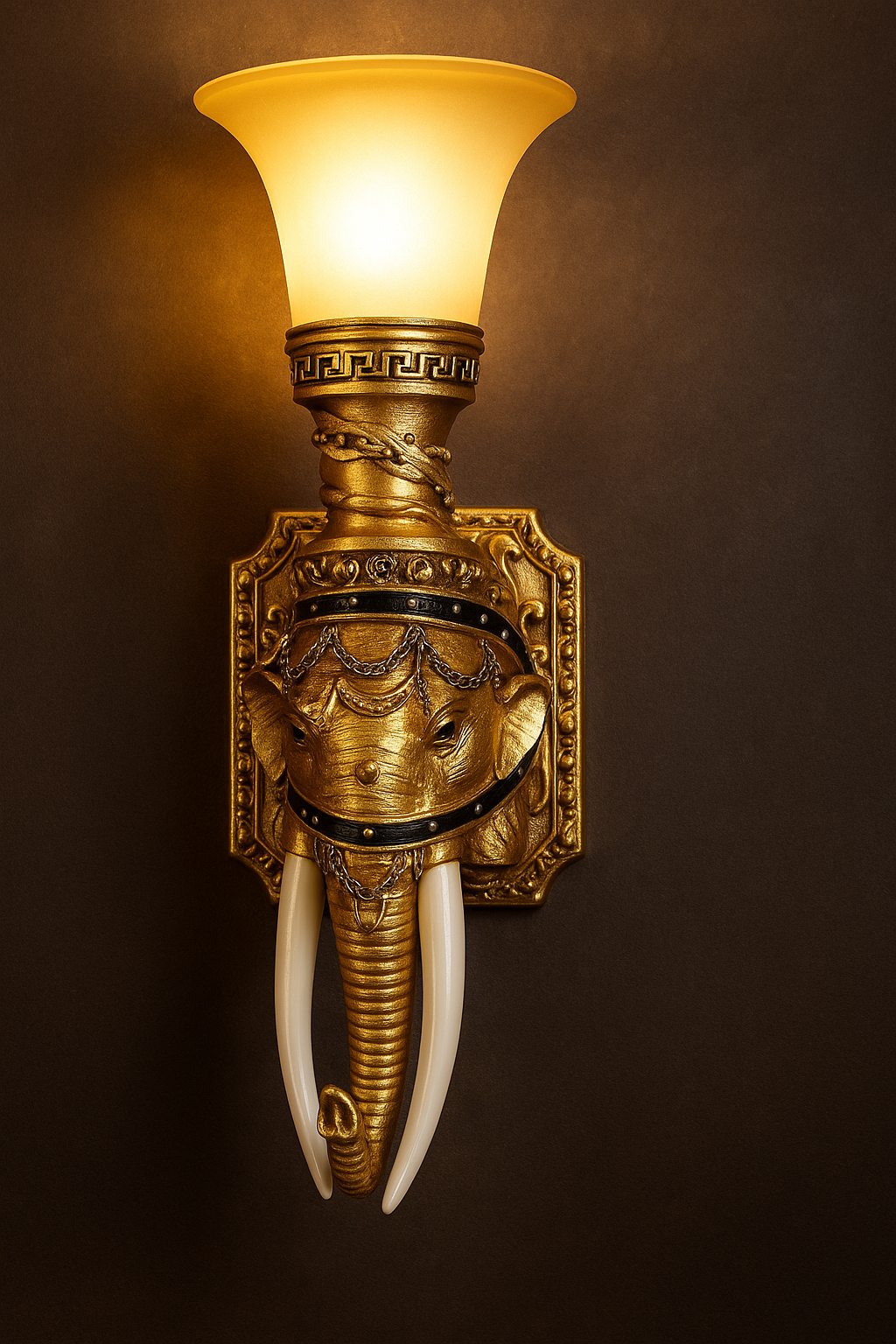 Royal Elephant Wall Light – Gold Finish