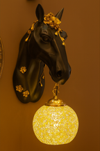 Black & Gold Elegant Black Horse Wall Light