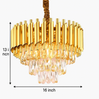 Gold Modern Crystal 3-Tier Chandelier
