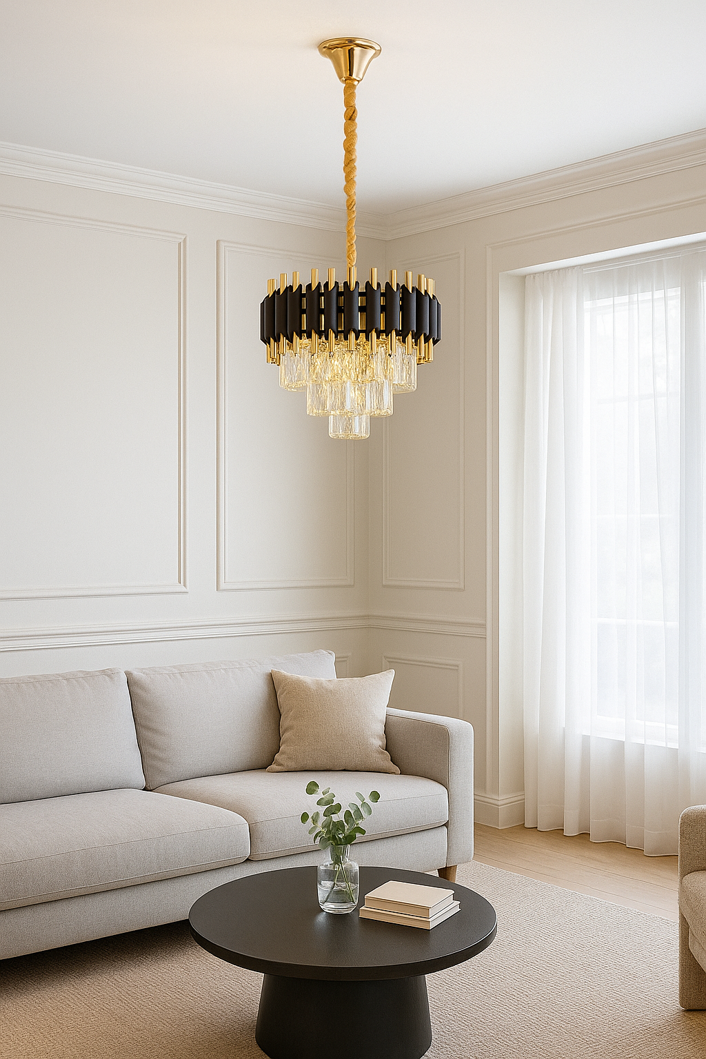 Black & Gold Mamba Round Chandelier