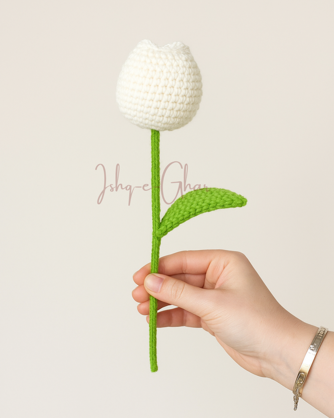 Off White Tulip Crochet Flower