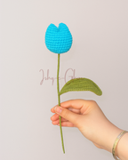 Light Blue Tulip Crochet Flower