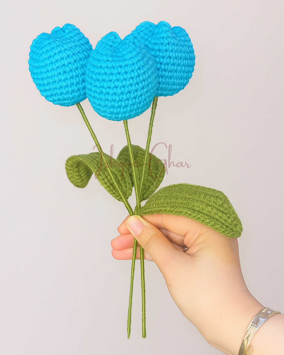 Light Blue Tulip Crochet Flower