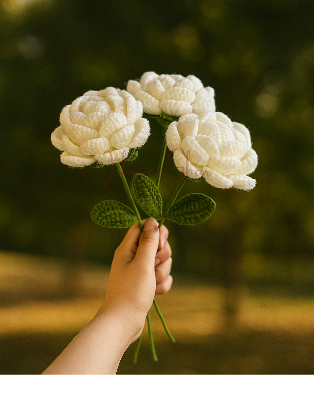 White Rose Crochet Flower