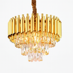 Gold Modern Crystal 3-Tier Chandelier