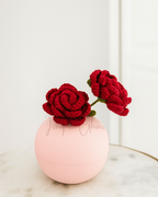 Phulera  pink with 2 Red Rose Stem