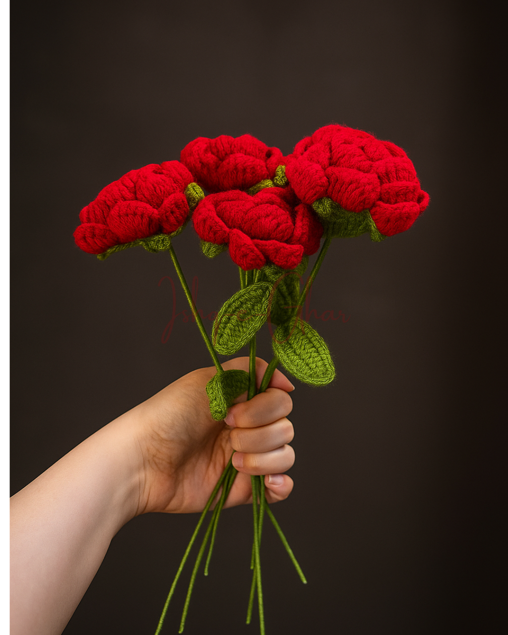 Red Rose Crochet Flower