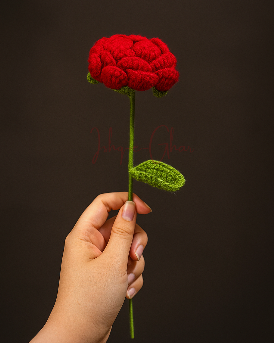 Phulera white with 2 Red Rose Stem