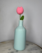 Khaaliq blue vase with pink tulip