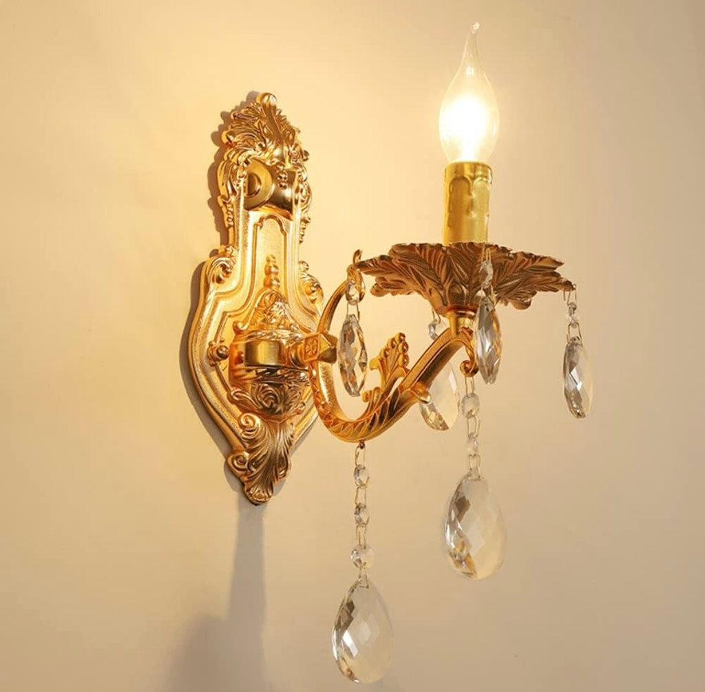 Vintage Gold Crystal Wall Sconce